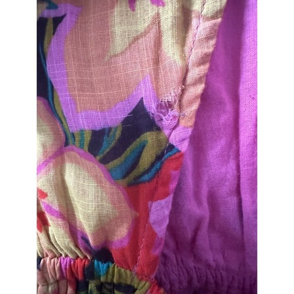 Billabong Heaven Sent Floral Open Back Mini Dress Long Blouson Sleeve Size M - Picture 12 of 12